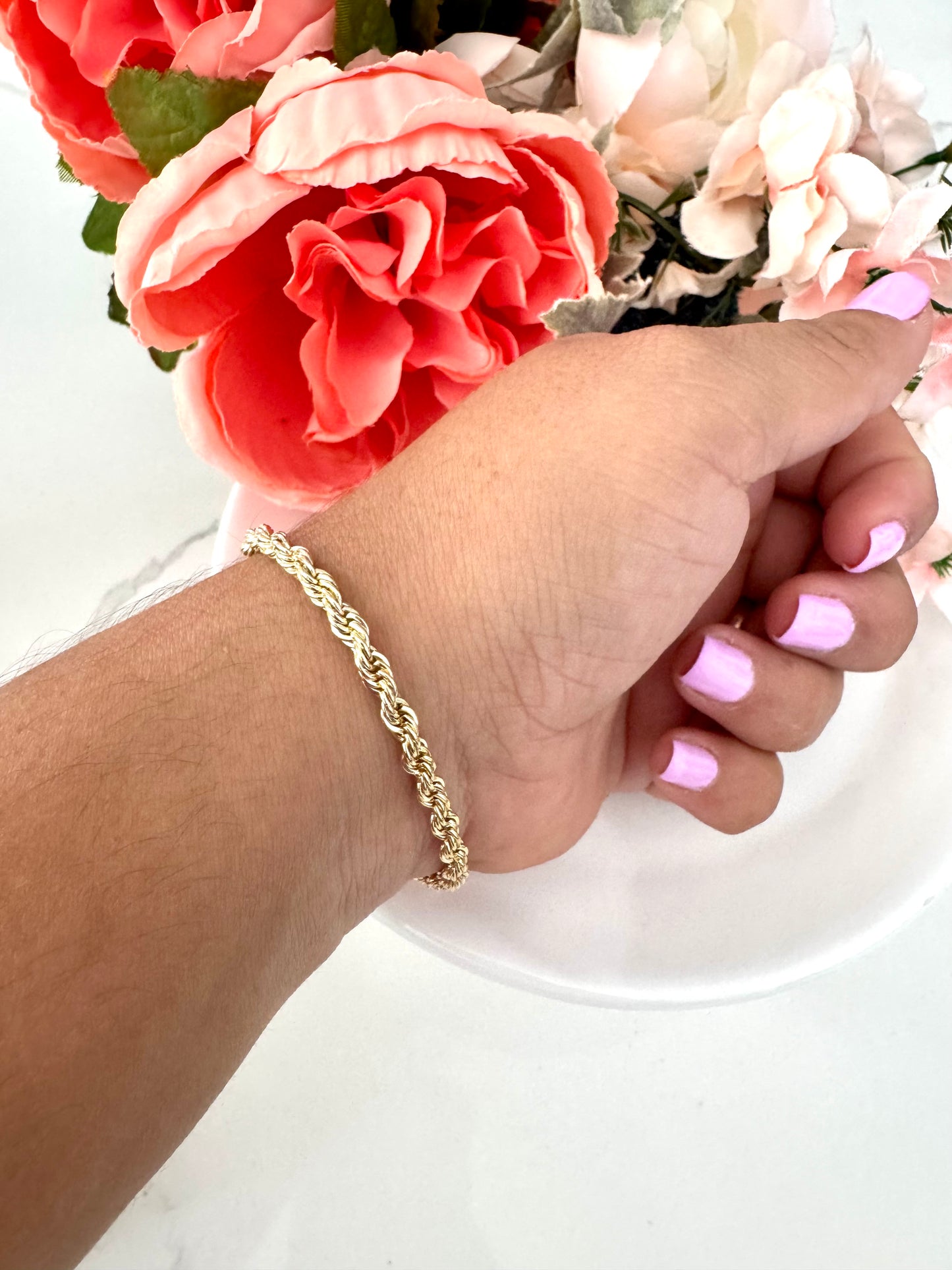 Pulsera de cadena trenzada 3 mm – Bañada en oro de 18K