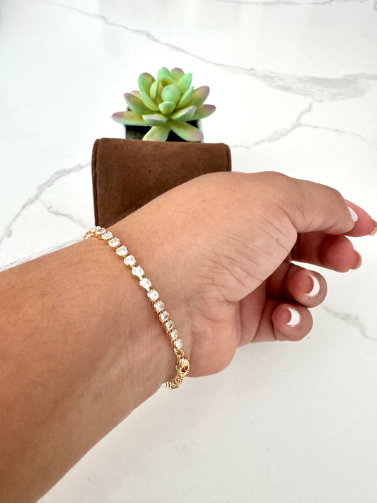 Pulsera tipo tennis con circonias redondas – 3 mm