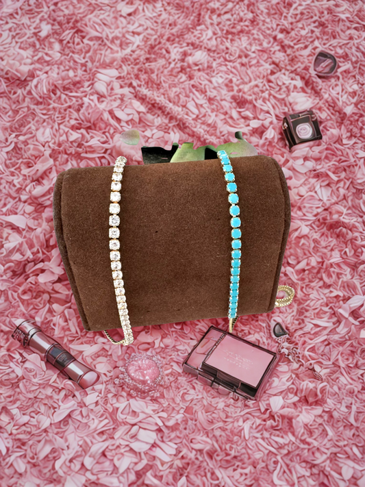 Pulsera ajustable con cadena box y circonias redondas – Bañada en oro de 18K