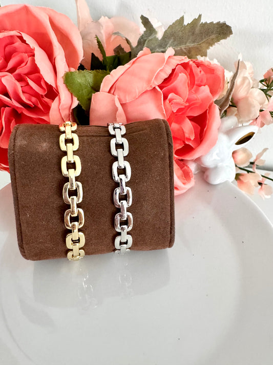 Brazalete estilo cadena tipo cuff – Bañado en oro de 18K