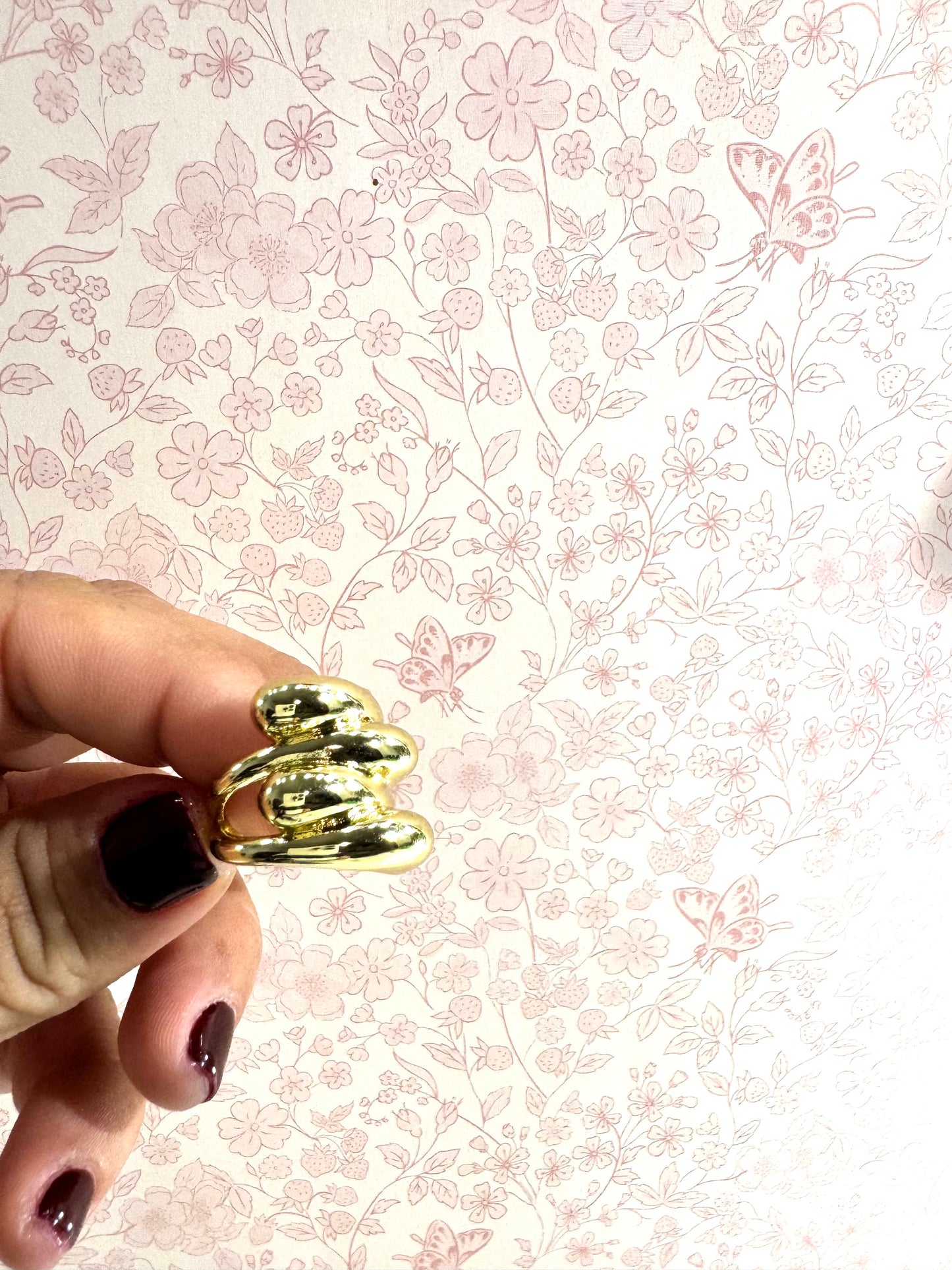 Anillo Dorado Triple Ondas