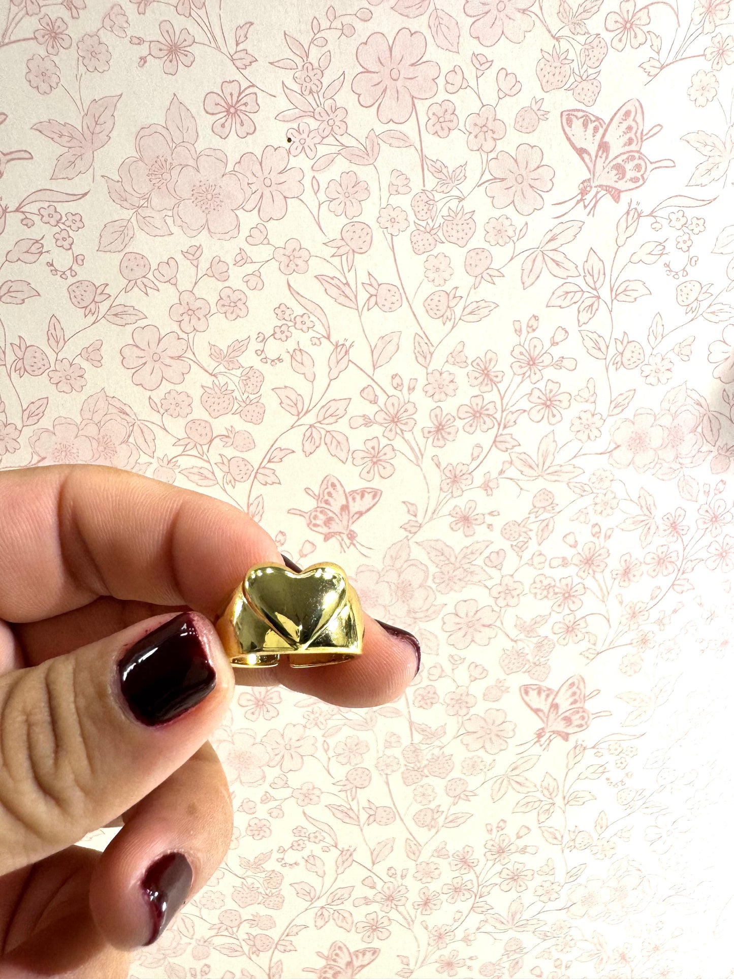 Anillo Corazón Dorado Ajustable