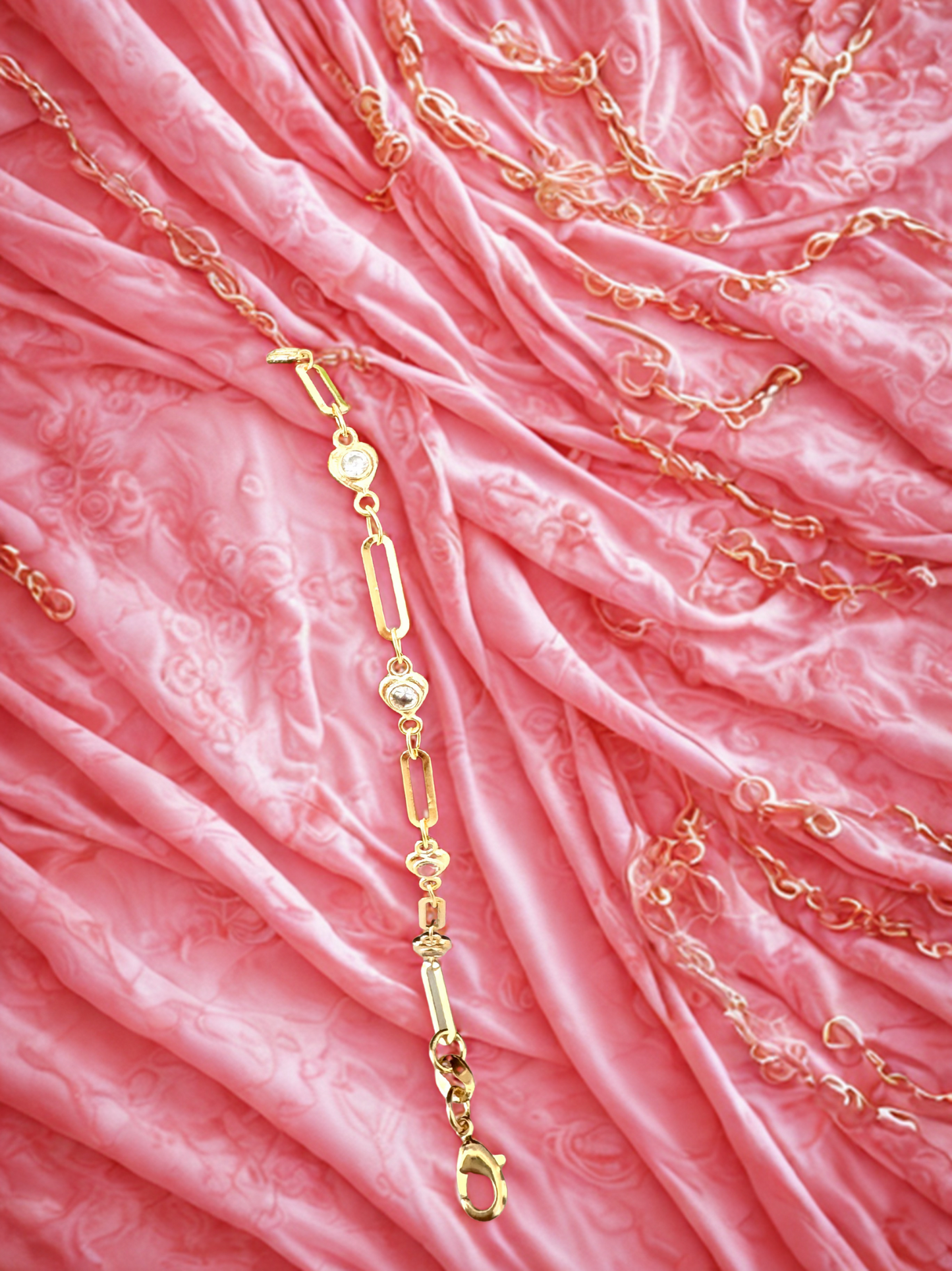 Set de joyería “Eslabones & Brillo” – Collar y pulsera con circonias