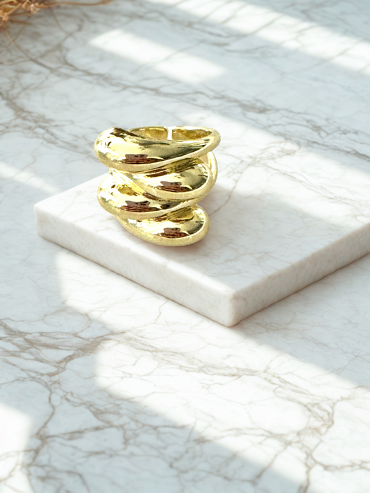 Anillo Dorado Triple Ondas