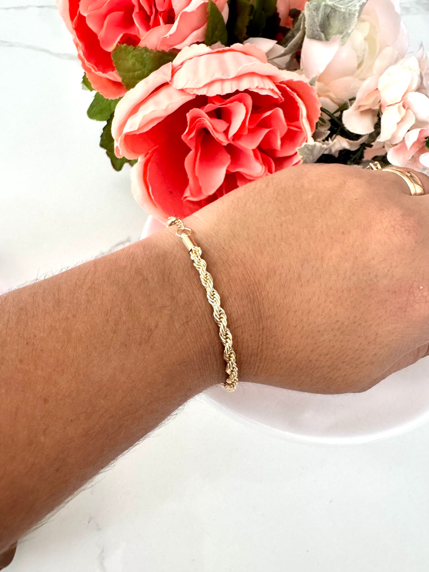 Pulsera de cadena trenzada 3 mm – Bañada en oro de 18K