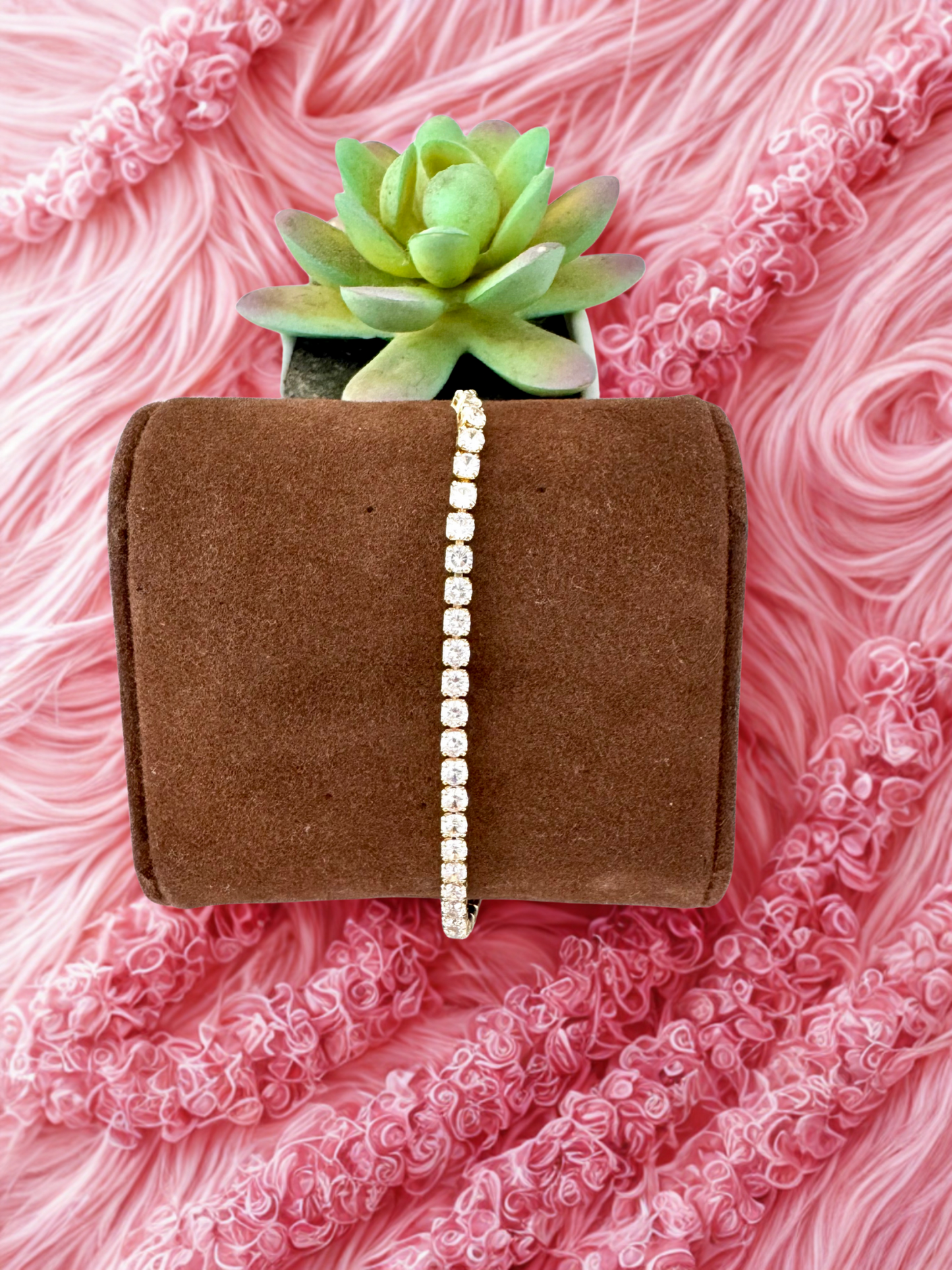 Pulsera ajustable con cadena box y circonias redondas – Bañada en oro de 18K