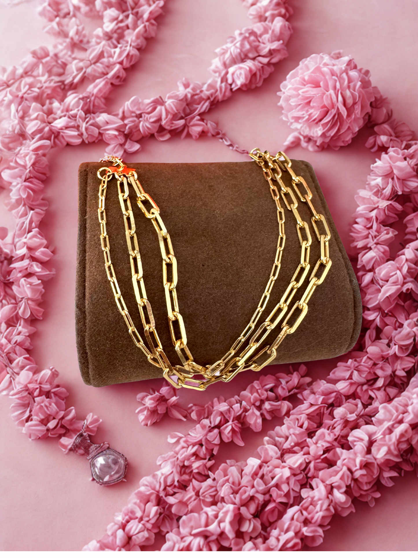 Pulsera triple de eslabones tipo paperclip – Bañada en oro de 18K