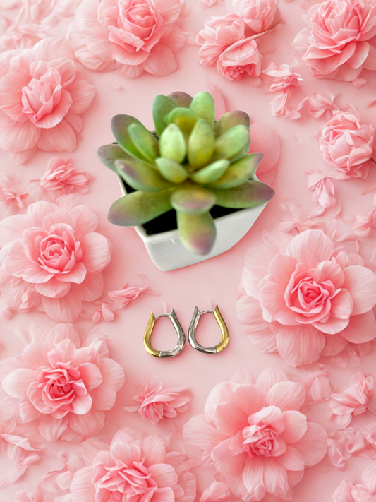 Aretes tipo herradura bicolor con cierre articulado