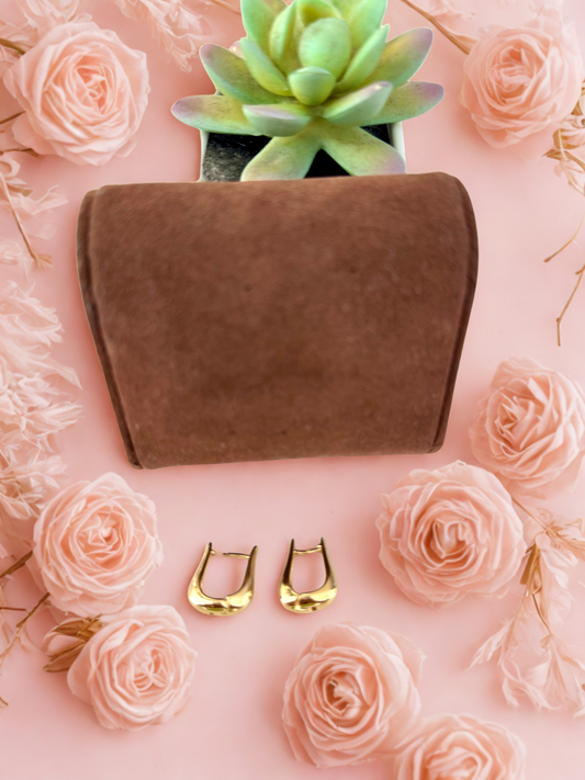 Aretes dorados 18K estilo argolla gruesa