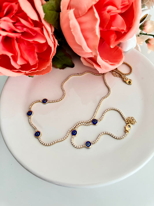 Set de joyería “Protección & Brillo” – Ojo Turco con circonias