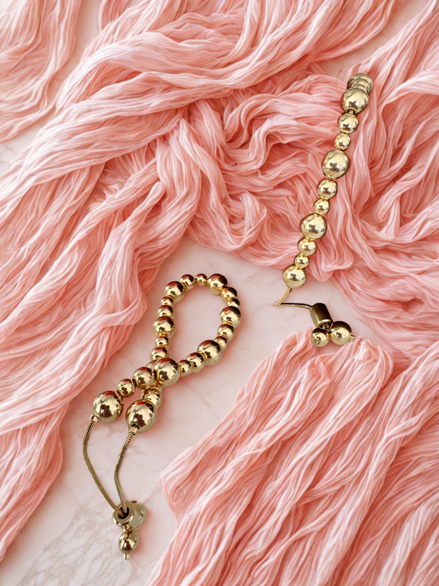 Pulsera ajustable con cuentas doradas 6mm – Bañada en oro de 18K