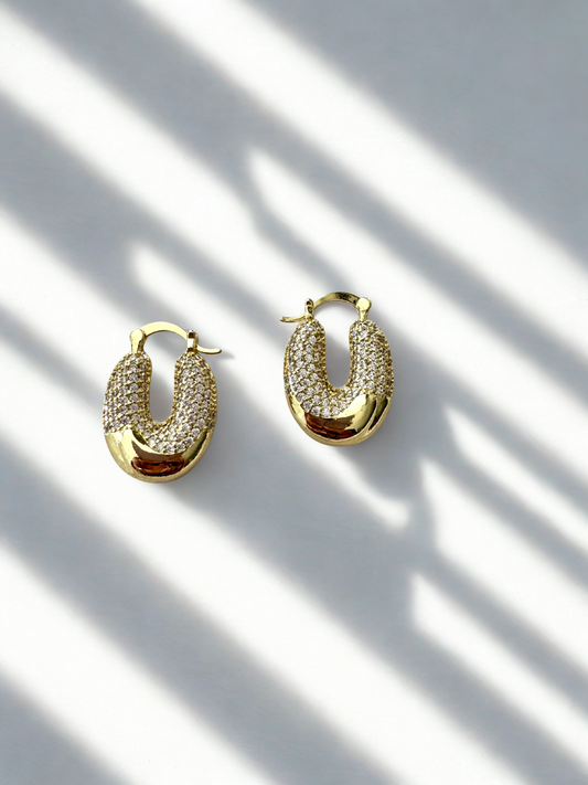 Aretes media tapa con Brillo